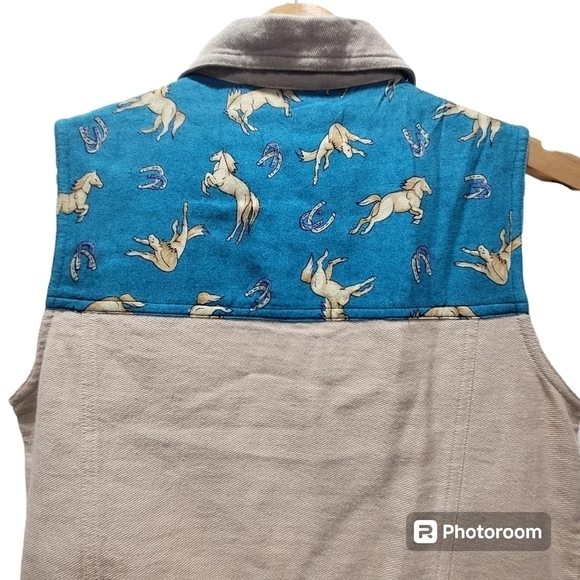 🚨$30 Small Twill 100% Cotton Print 100% Payon Teal Tan Vest & Maxi Skirt - Picture 6 of 9